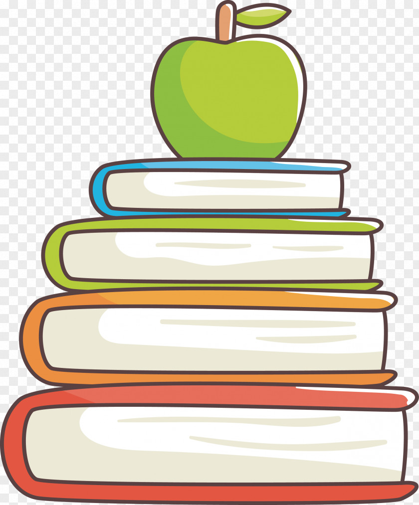 Apple On The Books Book Clip Art PNG