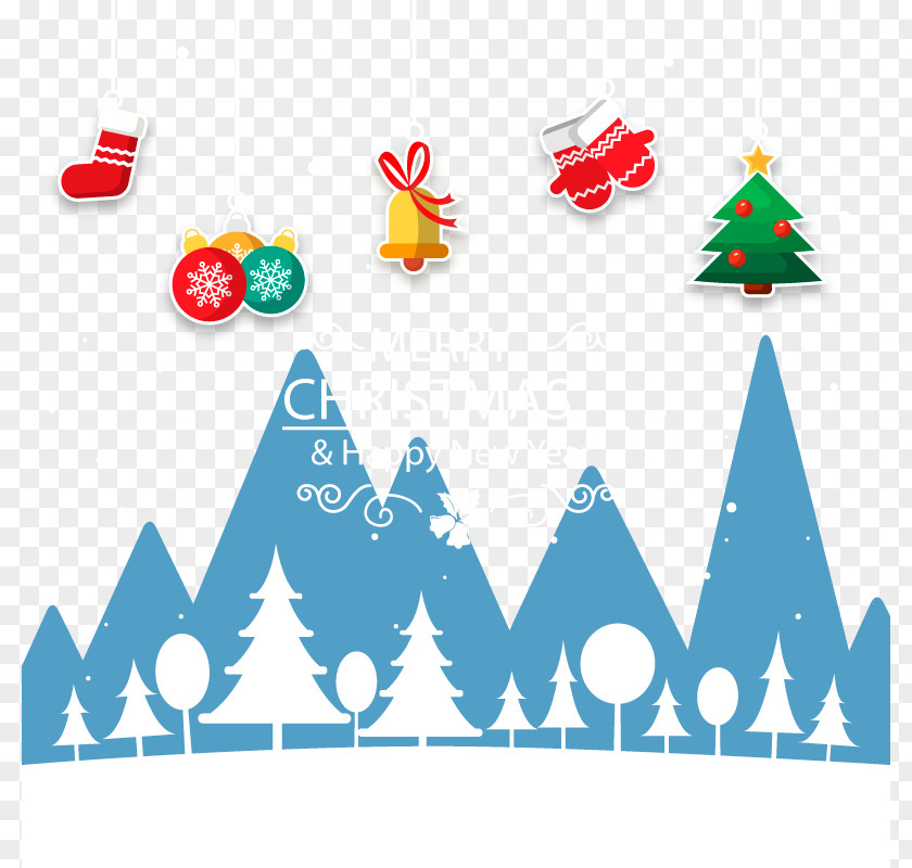 Vector Christmas Mountain Ornament Wish Card PNG
