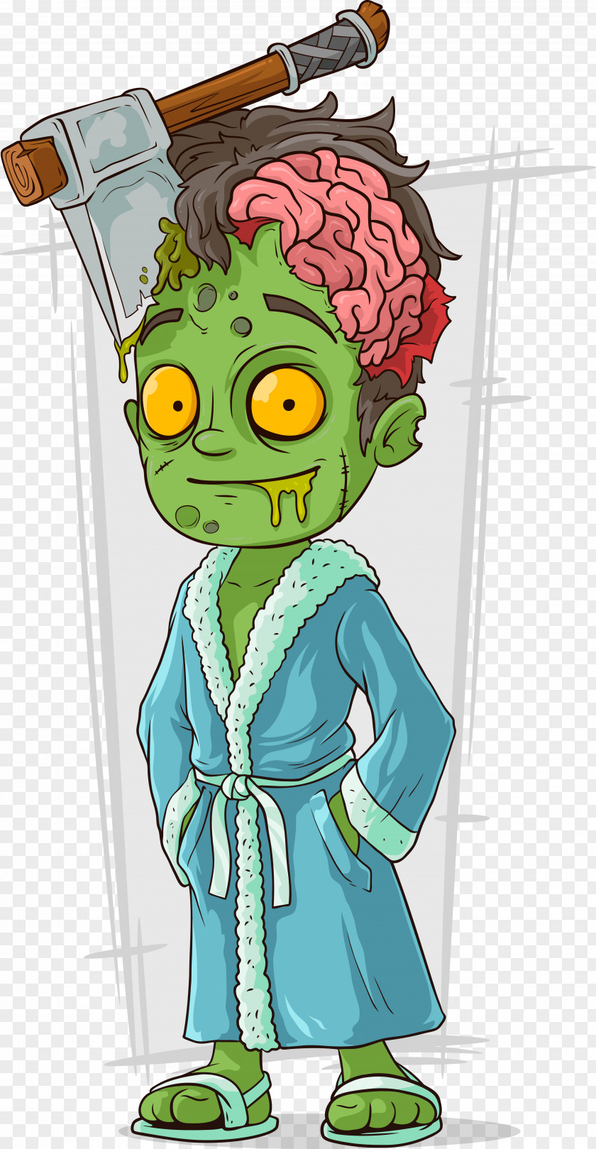 Cartoon Zombie Illustration PNG Illustration, It has been split ax cartoon characters material clipart PNG