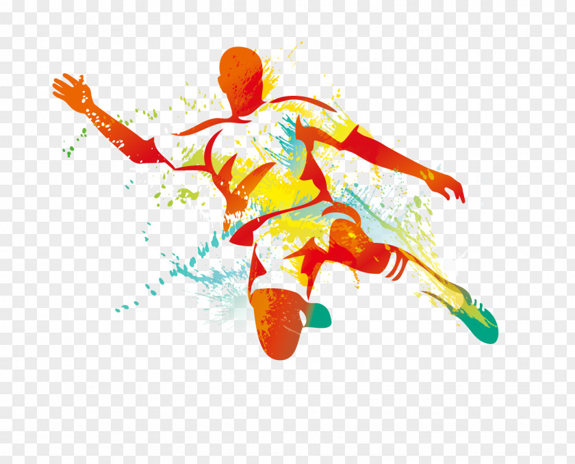 Colorful Motion Football Player Kickball PNG