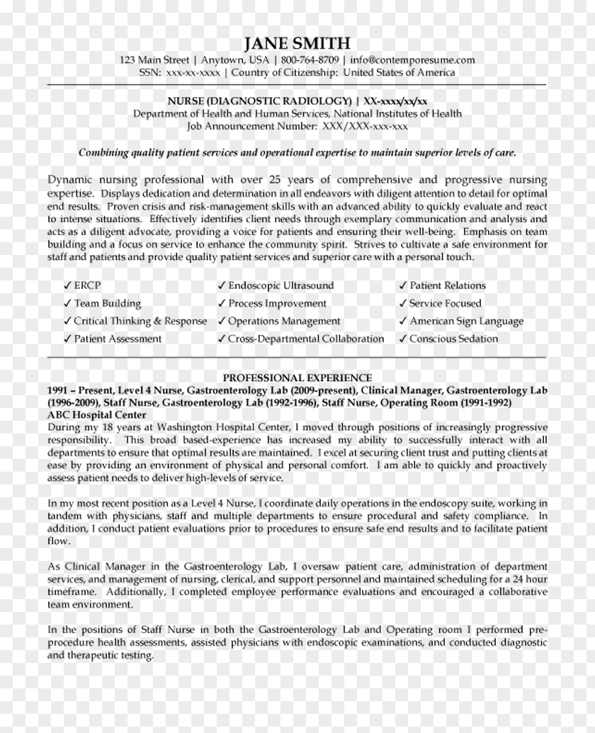 Résumé Template Nursing Care Radiology Curriculum Vitae PNG
