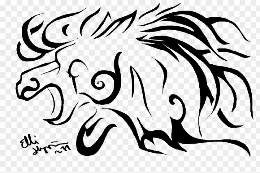 Tribal Horse Carnivora Drawing Line Art Clip PNG