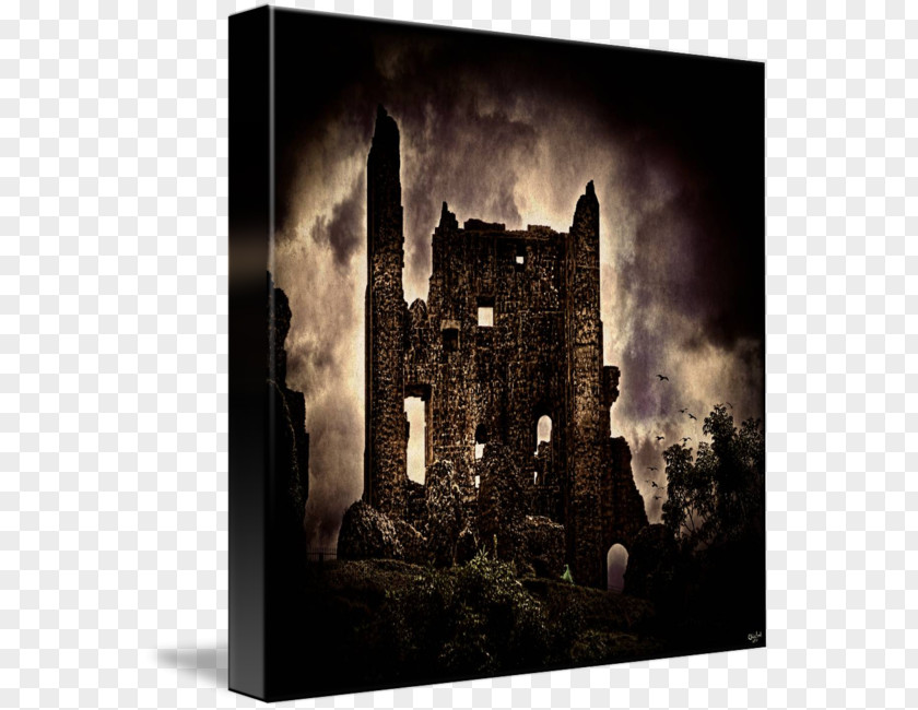 Messy War Ruins Corfe Castle Head Pixie Art PNG