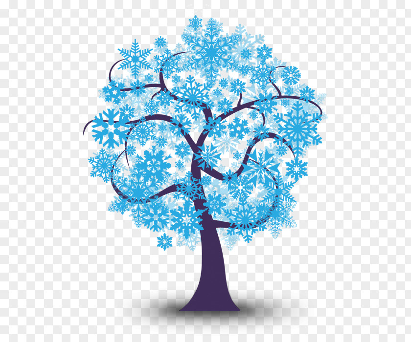 Creative Hand-painted Blue Tree Northern Hemisphere Southern Winter Solstice PNG