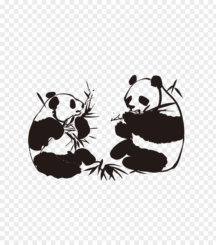 Panda Eating Bamboo Giant Wall Decal Sticker PNG