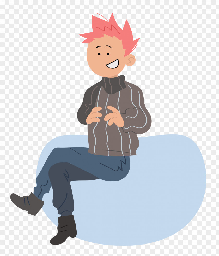 Cartoon Sitting Male Human Behavior PNG