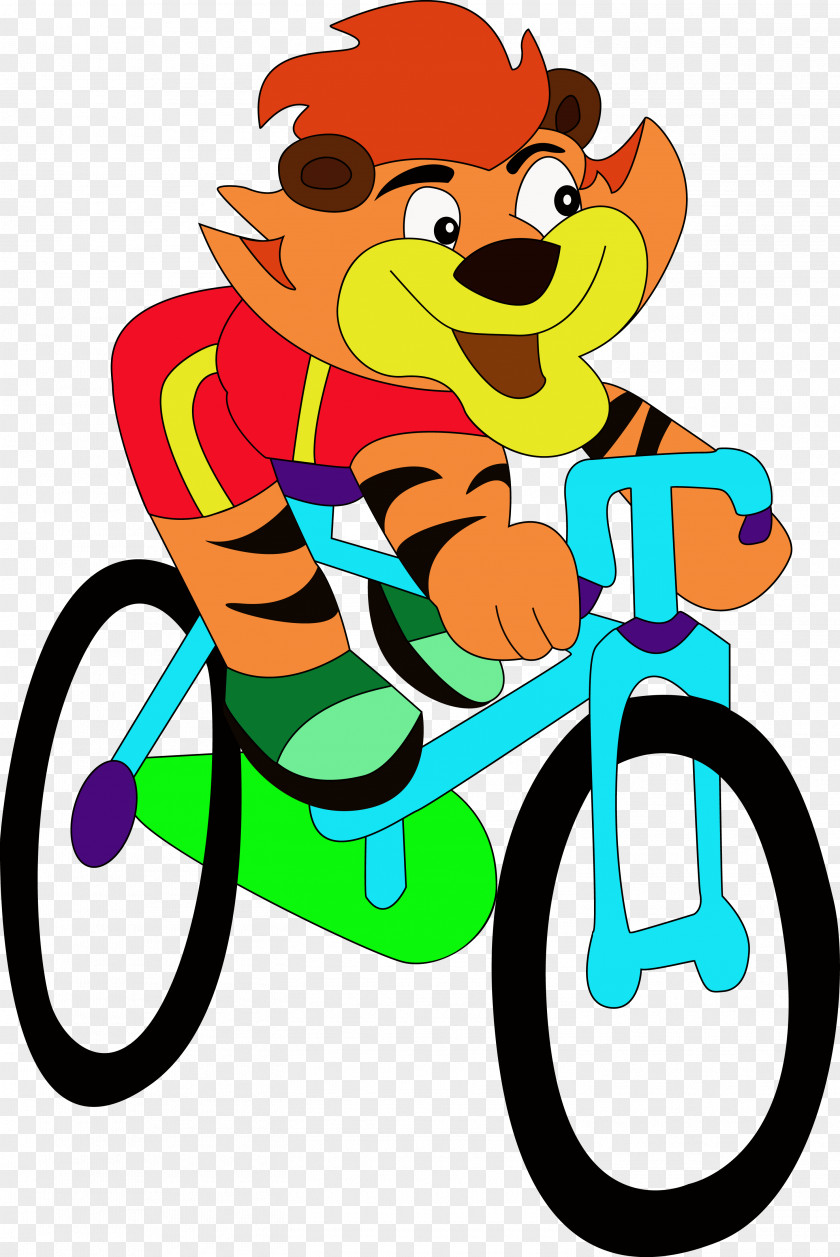 Cartoon Tiger Ride Cat Euclidean Vector Bicycle PNG