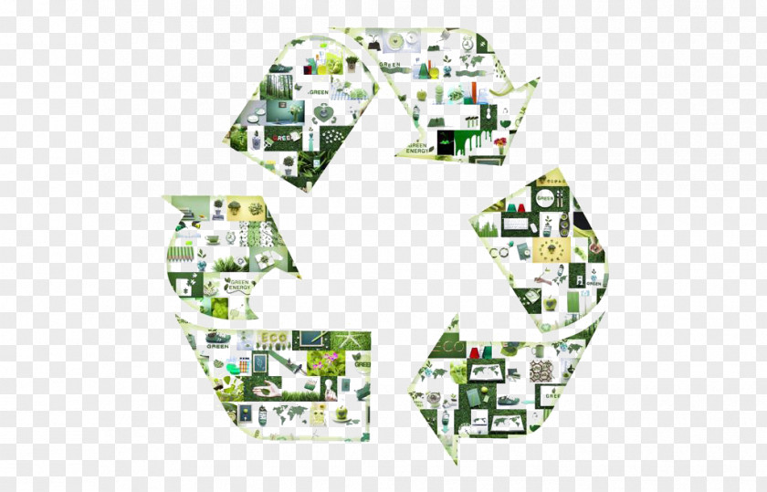 Creative Green Flag Recycling Raw Material Arrow PNG