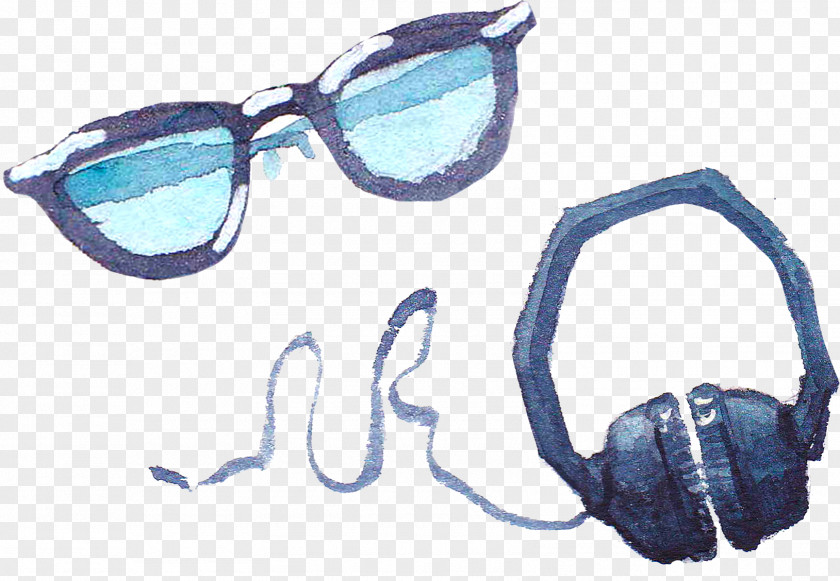 Glasses And Headphones Watercolor Color Goggles Sunglasses Painting PNG