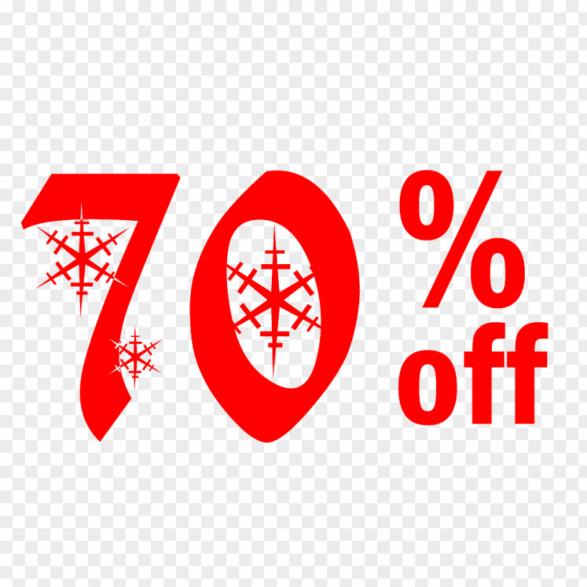 Snow Christmas Sale 70% Off Discount Tag. PNG