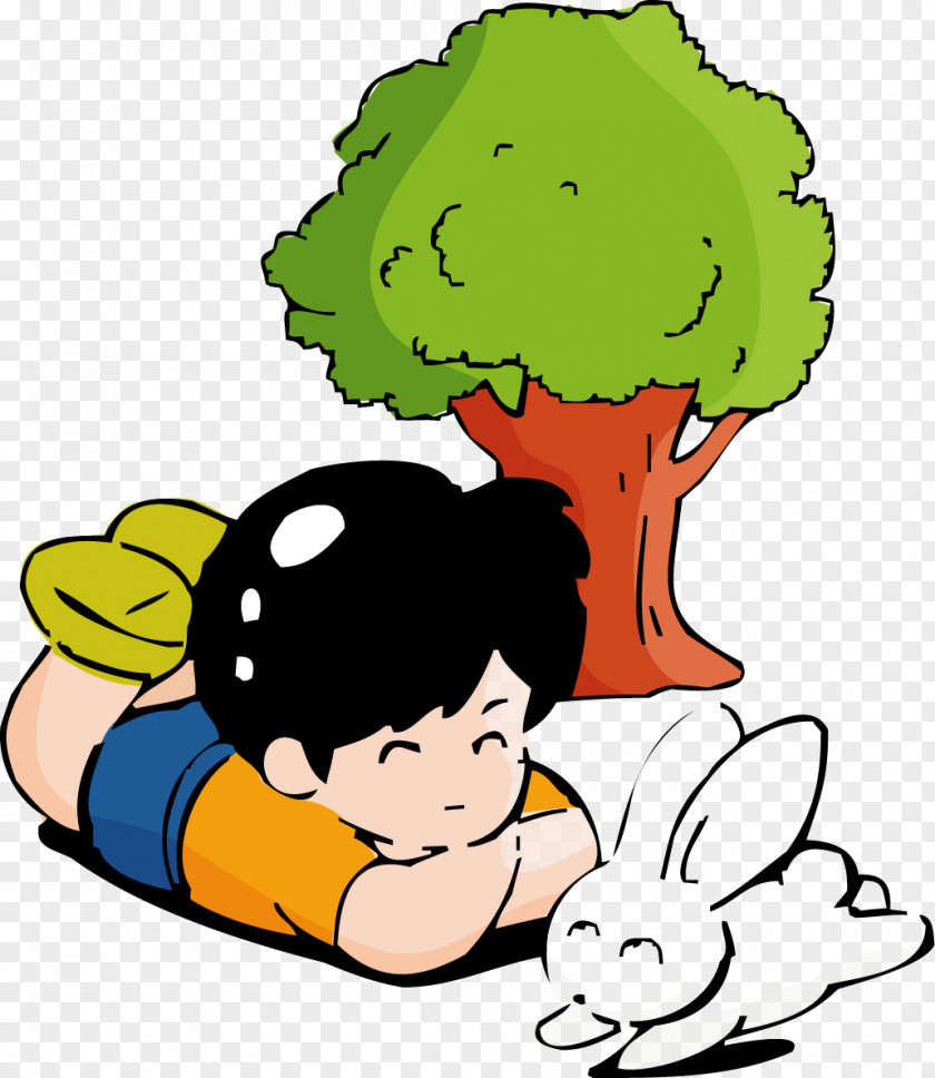 Boy And Rabbit Cartoon Child PNG