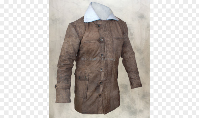 Bane Mask Overcoat Leather Jacket PNG