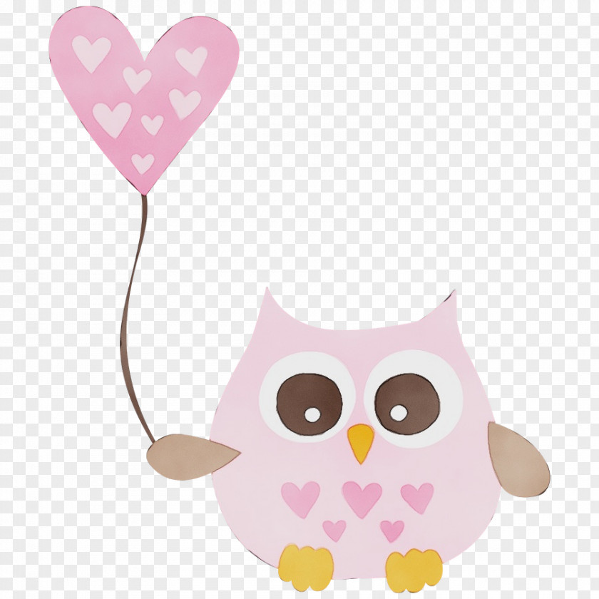 Owls Pink M Beak Heart M-095 PNG