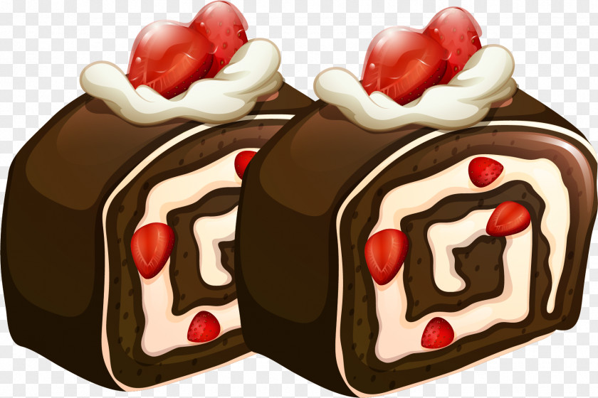 Vector Hand Painted Chocolate Rolls Molten Cake Swiss Roll Bakery Cream PNG