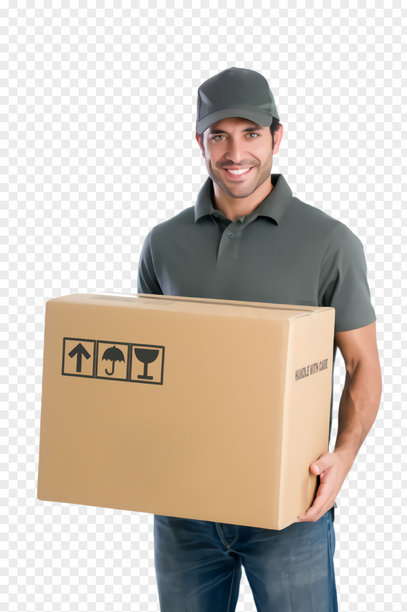 Job Warehouseman Package Delivery Box Standing Headgear Beige PNG