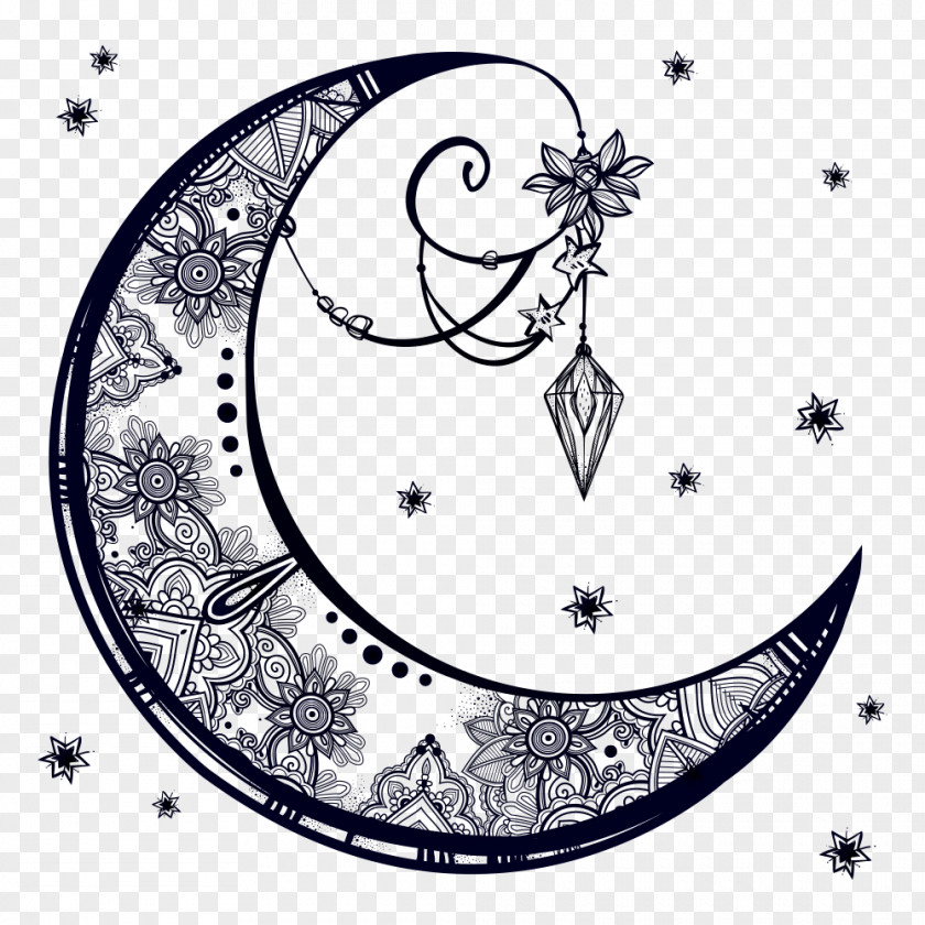 Moon Decoration Drawing Crescent PNG