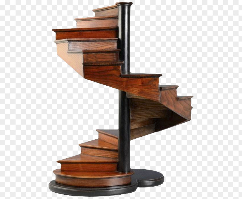 Solid Wood Brown Rotating Stairs Grand Staircase Architecture Spiral PNG