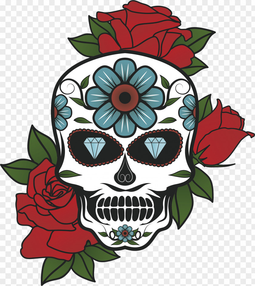 Skeleton Rose Vector Floral Design Tattoo Flower Euclidean PNG