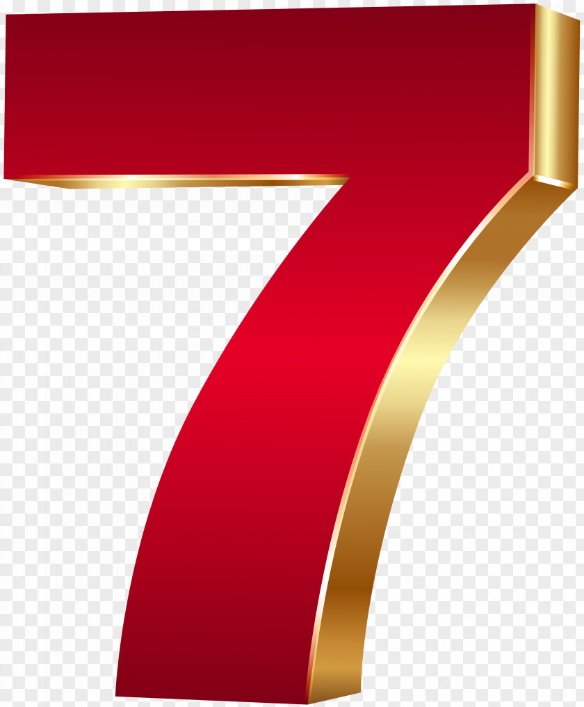 3D Number Seven Red Gold Clip Art Image PNG