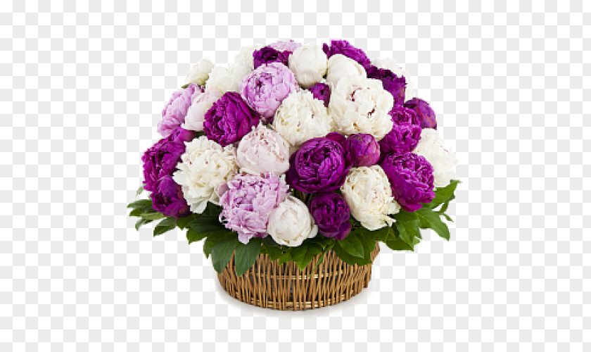 Peony Basket Flower Bouquet Garden Roses PNG