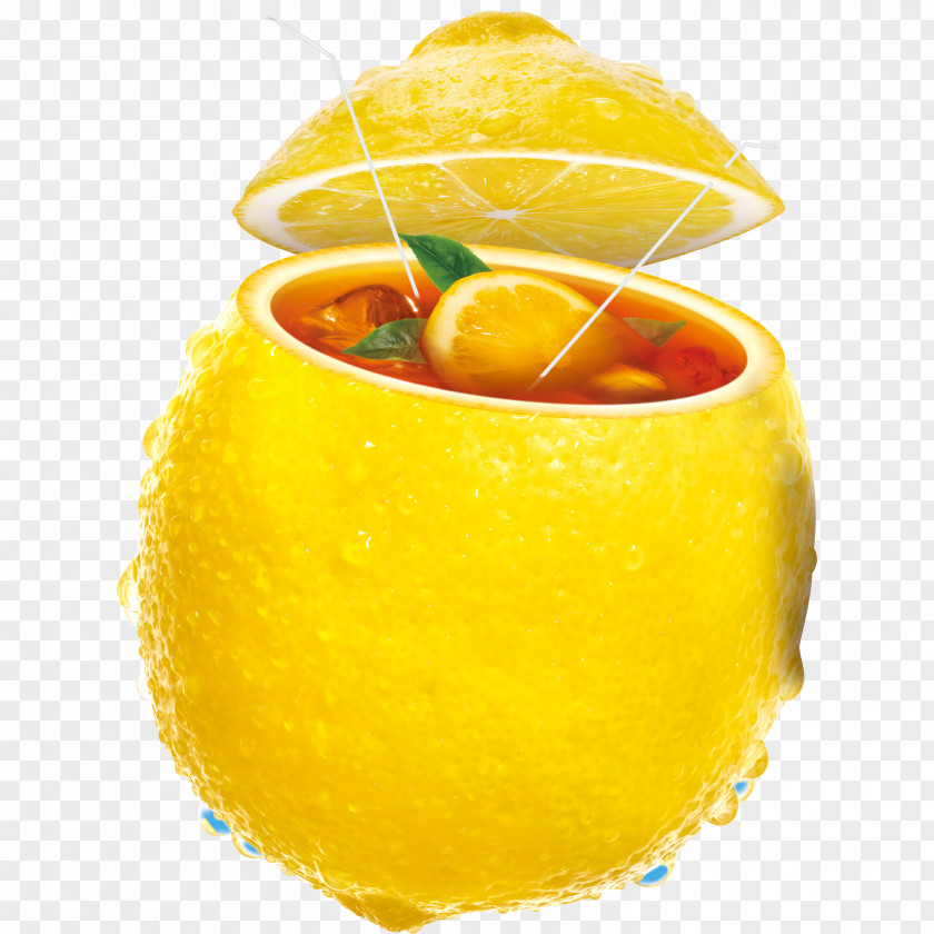 Yellow Lemon Tea Ad Drink PNG