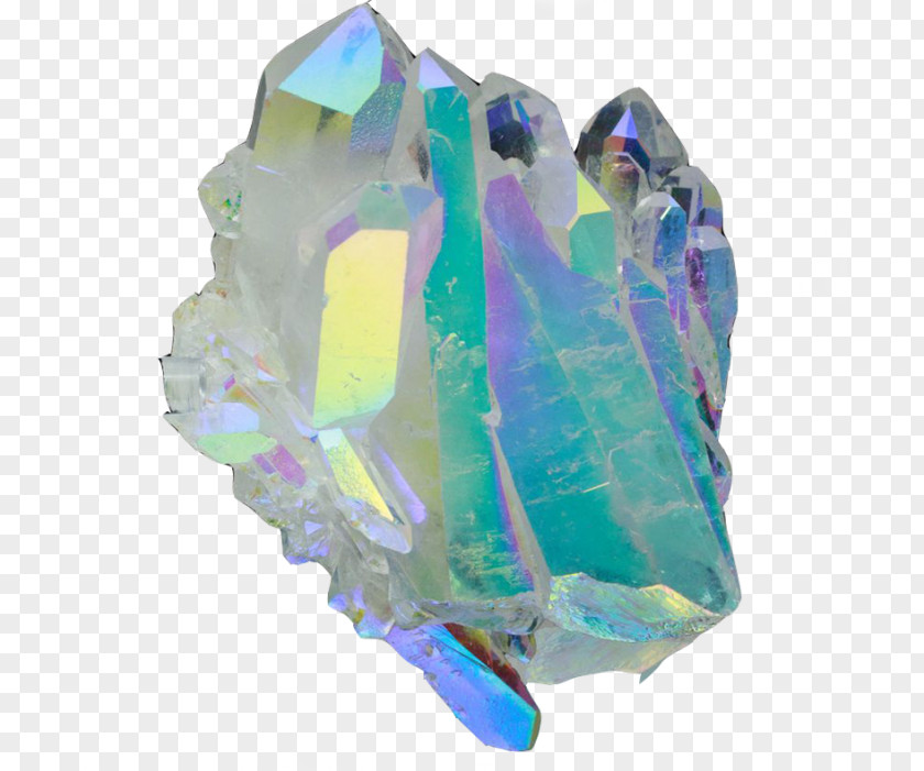 Gemstone Metal-coated Crystal Quartz Mineral Cluster PNG