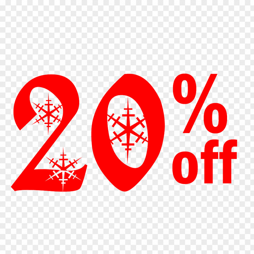 Snow Christmas Sale 20% Off Discount Tag. PNG