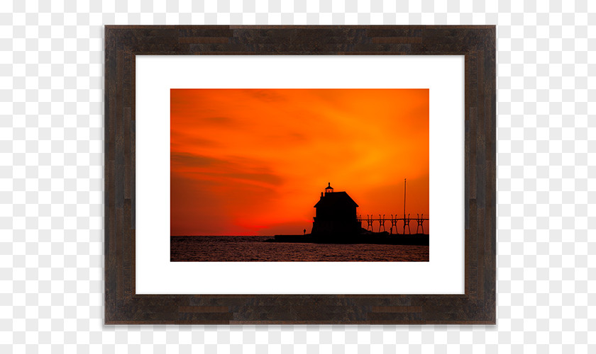 Building At Dusk Grand Haven South Pierhead Inner Light Lighthouse Picture Frames Photography PNG
