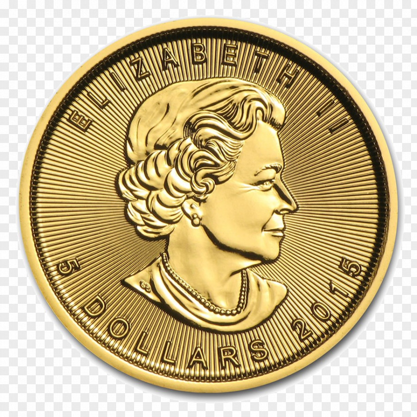 Gold Coin Canadian Maple Leaf Bullion PNG