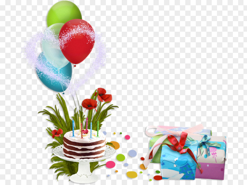 Heart Balloon Happy Birthday Cake PNG