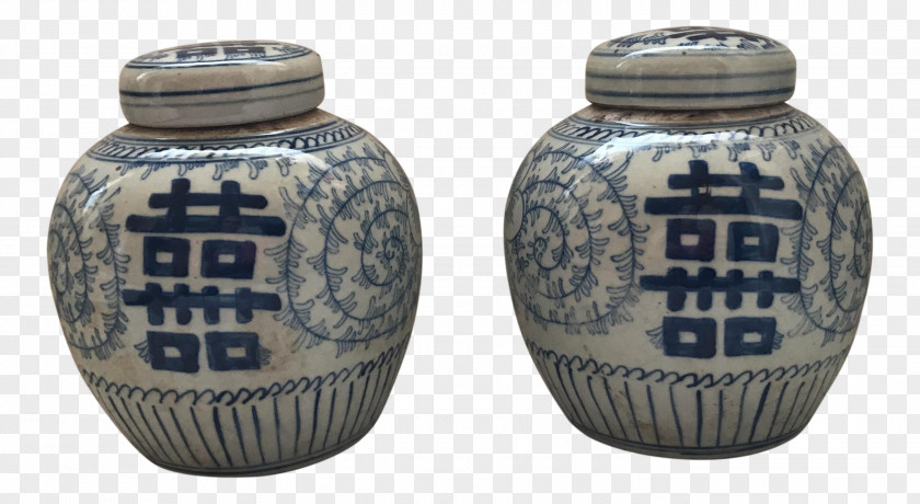 Jar Chinese Ceramics Double Happiness Blue And White Pottery PNG