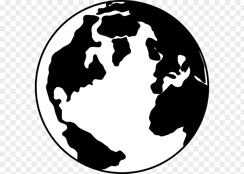 Black And White Earth Globe World Clip Art PNG