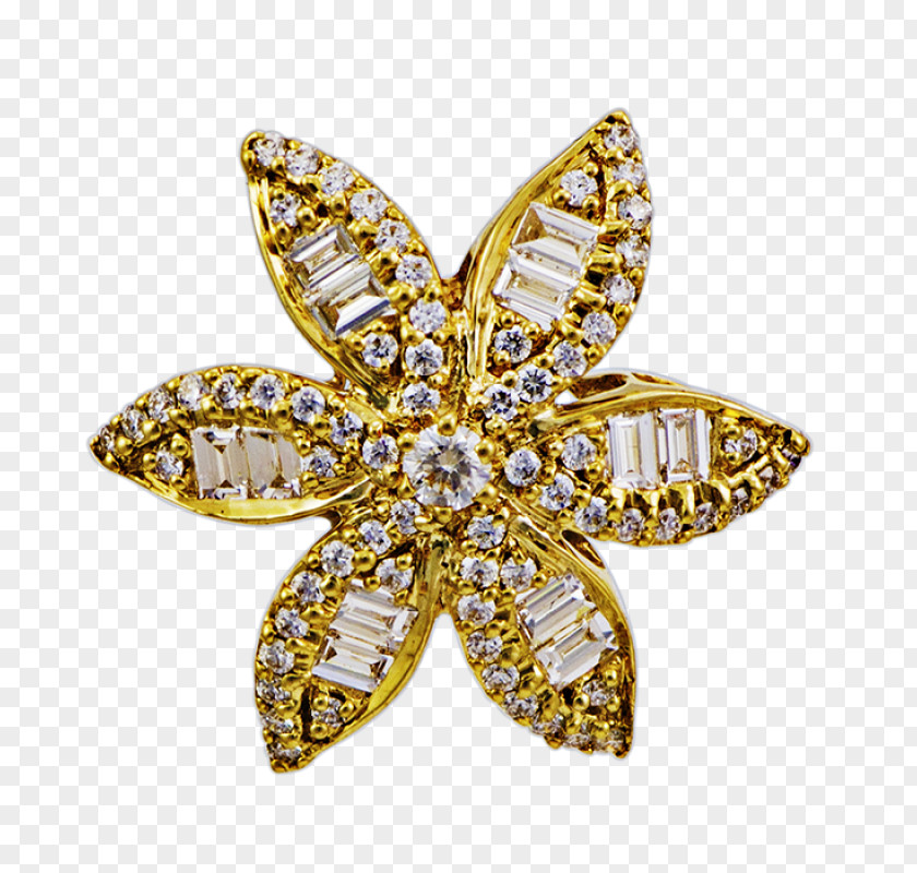 Diamond Star Bling-bling Jewellery Gold Designer Brooch PNG