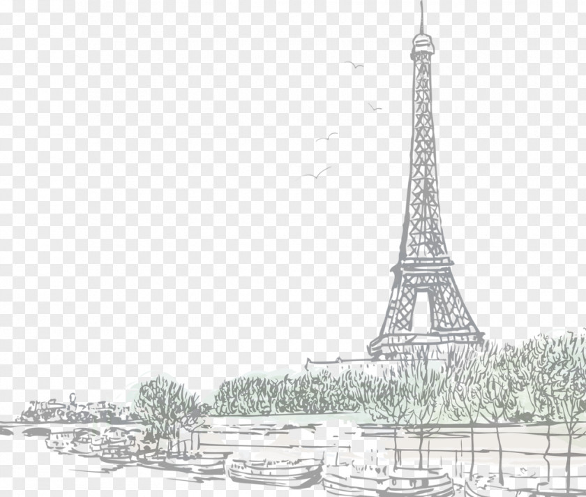 Eiffel Tower Sacré-Cœur, Paris Seine Drawing PNG