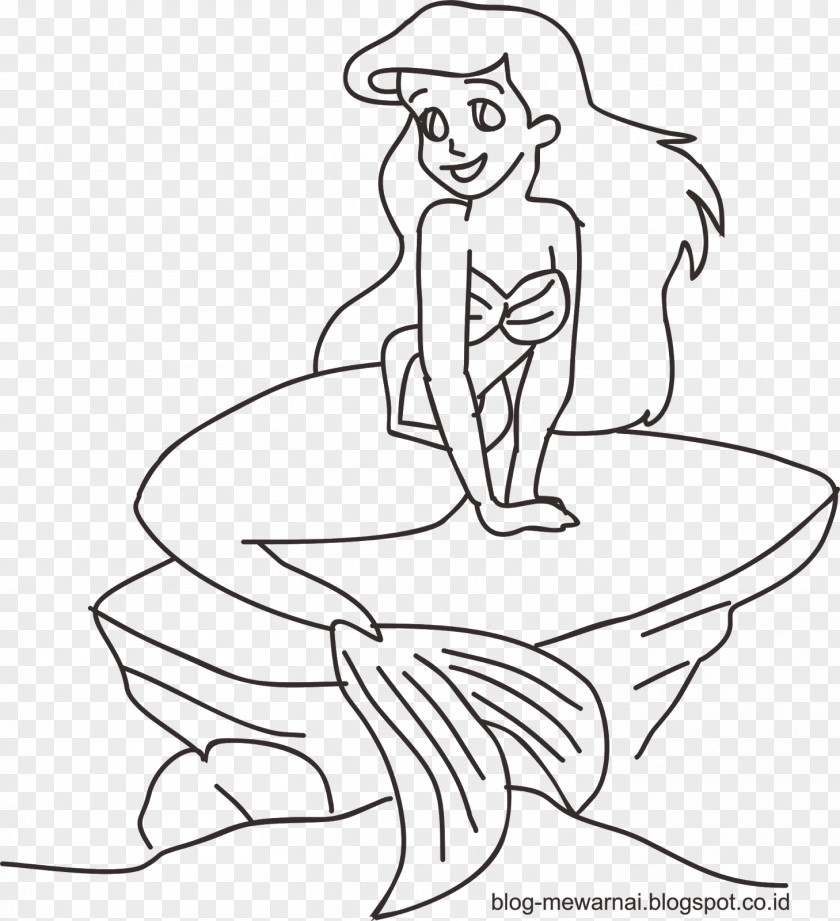 Mermaid Coloring Book Illustration Line Art Drawing PNG