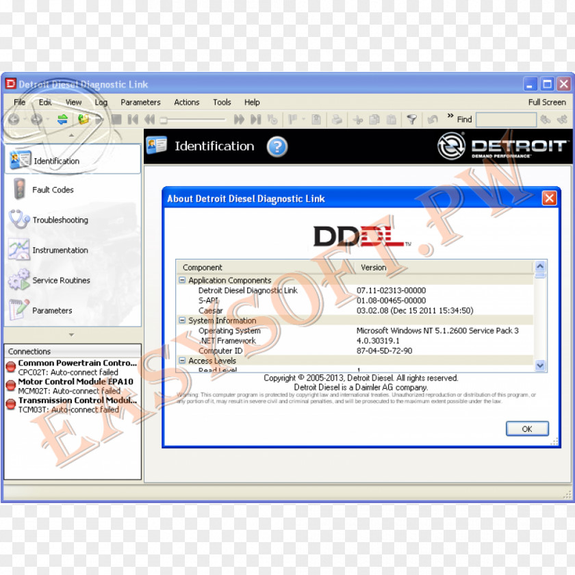 Diagnostic Computer Program Detroit Diesel Software Engine PNG