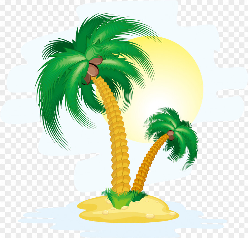 Vector Coconut Trees Cartoon Island Clip Art PNG