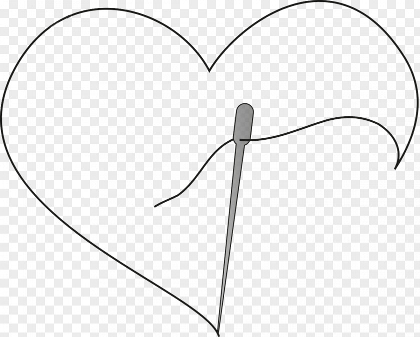 Hand-drawn Heart-shaped Needle And Thread White Heart Pattern PNG