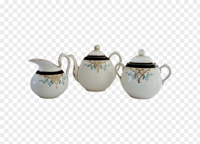 Hand Painted Teapot Limoges Porcelain Kettle Pottery PNG