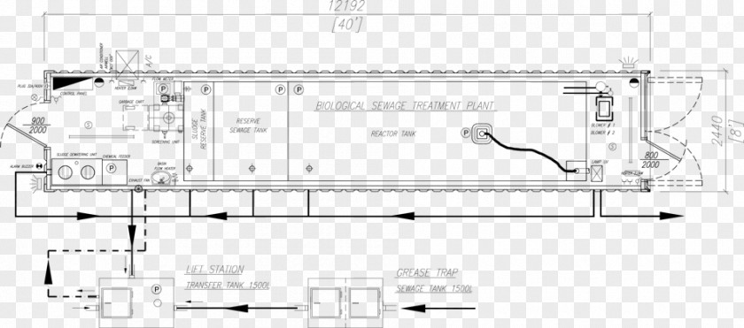 Sewage Treatment Drawing Line Diagram PNG
