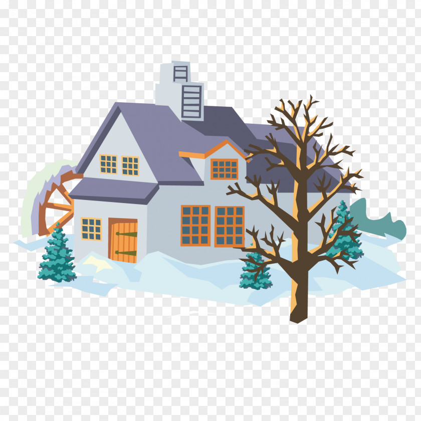 Snowy Day Small Ocean House Bed And Breakfast Vector Material Cross-stitch Embroidery Craft Ru0119kodzieu0142o PNG