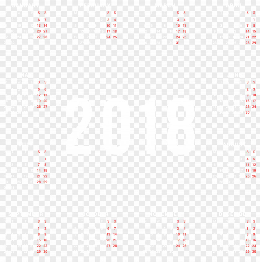 Transparent 2018 Calendar Image Red Area Pattern PNG