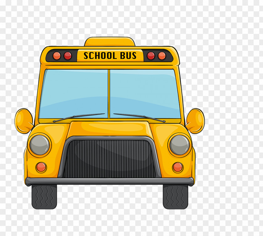 Cartoon Vector Yellow School Bus Clip Art PNG