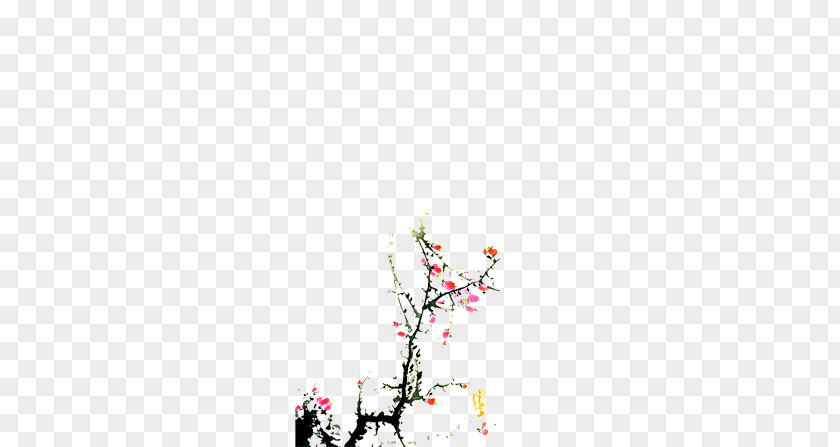 Ink Plum Blossom Wallpaper PNG