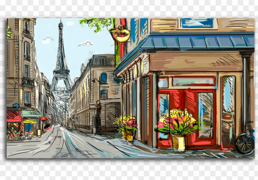 Paris Painting Art Wallpaper PNG