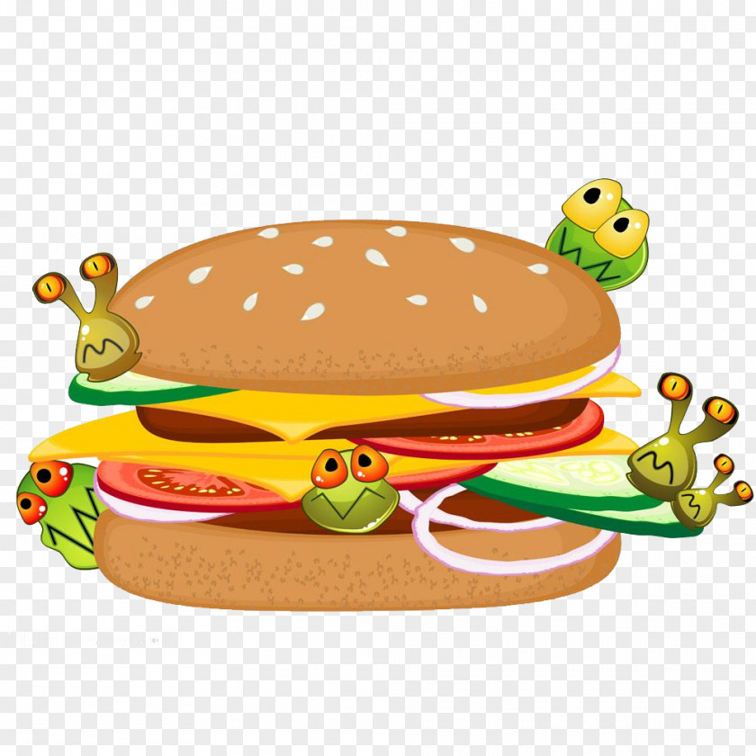Hand Painted Gourmet Burger Material Food Poisoning PNG