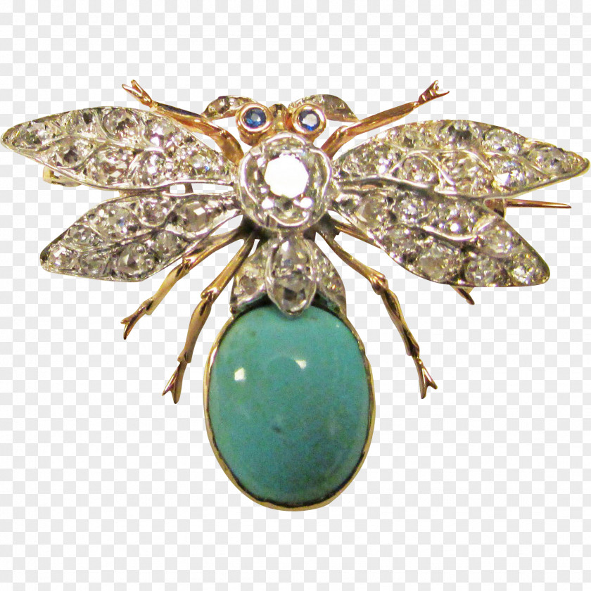Bumble Turquoise Brooch Diamond Cut Jewellery Gold PNG