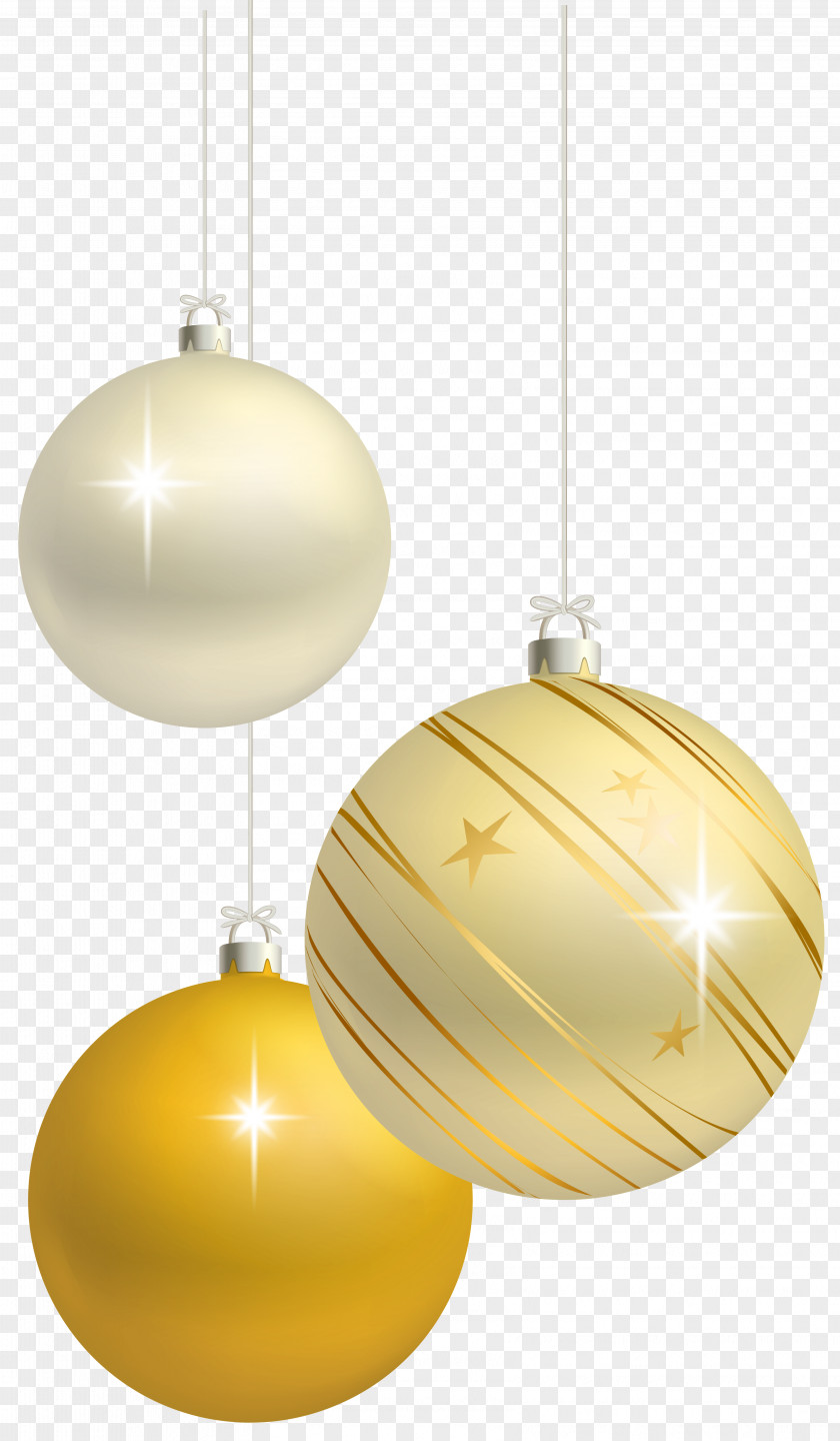 White And Yellow Christmas Balls Decoration Clipart Image Ornament Clip Art PNG