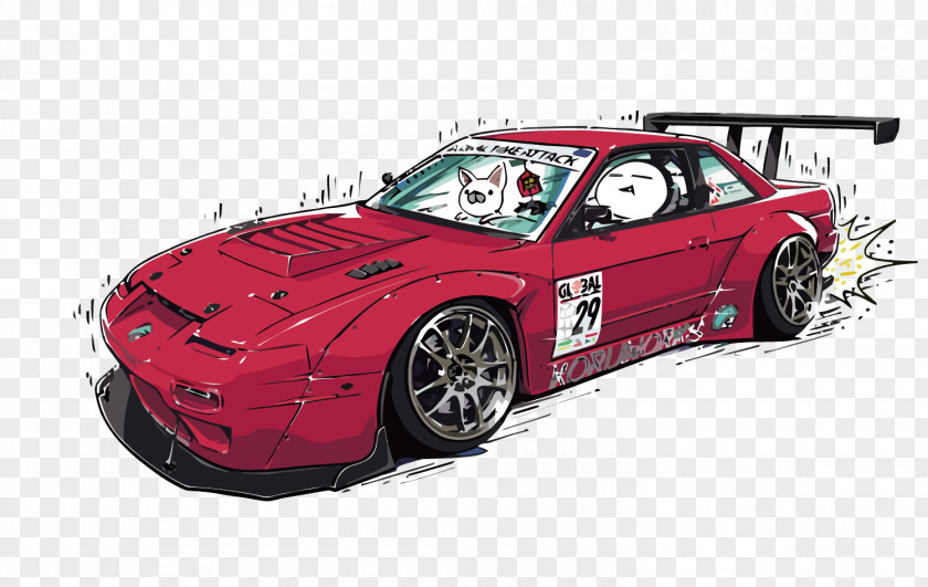 Vector Red Sports Car Nissan 240SX Silvia Lucino PNG