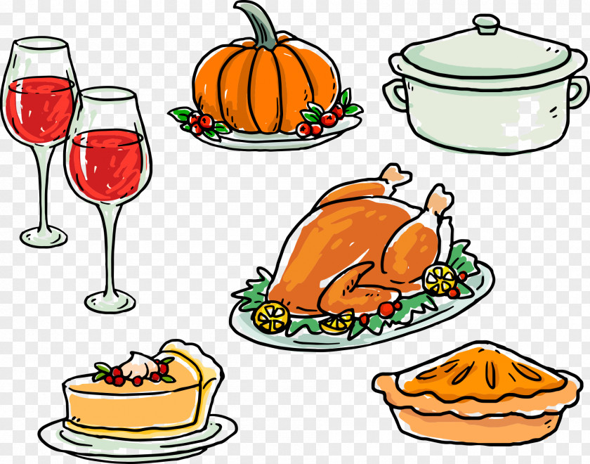 Thanksgiving Glass Pumpkin And Roast Chicken Barbecue Fried PNG